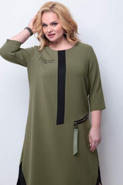 Платье свободного кроя из текстиля с принтом Michel chic 2073 св.зеленый - фото 2