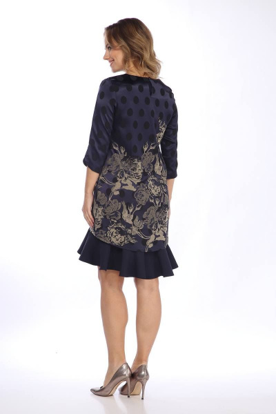 Платье и туника из текстиля с разрезом капелька Lady Style Classic 1240/1 темно-синий_с_бежевым - фото 4