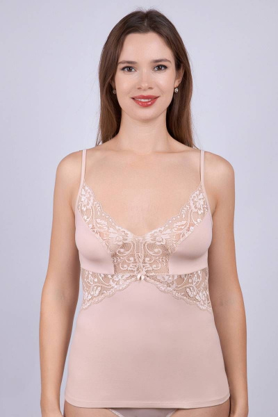 Розовая майка из эластичного хлопкового полотна Verally 353-1 серебристый пион - фото 3