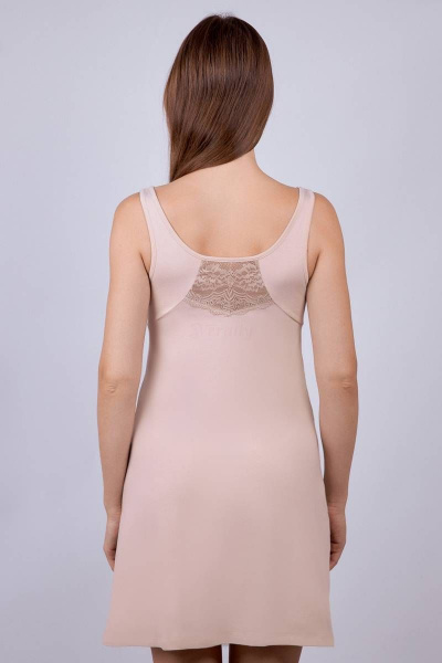 Розовая хлопковая ночная сорочка с кружевными деталями Verally 398-1 серебристый пион - фото 2