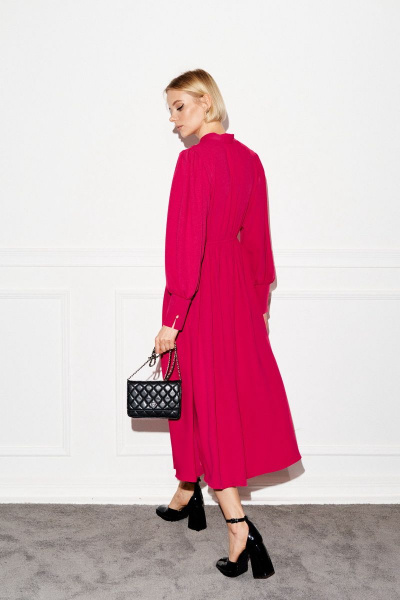 Платье ягодного цвета полуприлегающего силуэта с воланами ANNETE A3253 - фото 4