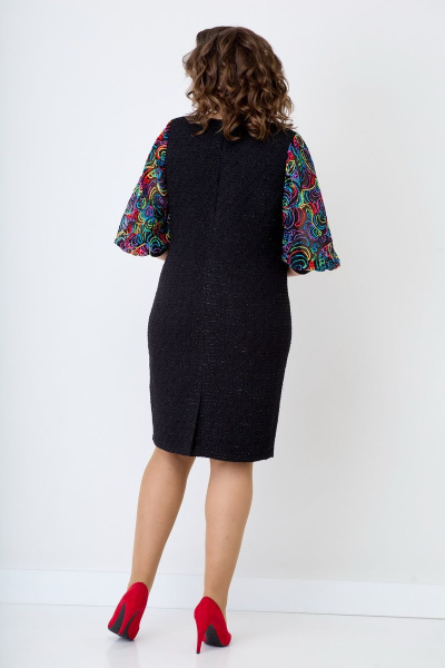 Платье свободного кроя из текстиля с вышивкой сетки Solomeya Lux 253C - фото 6