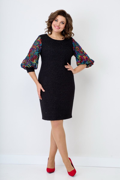 Платье свободного кроя из текстиля с вышивкой сетки Solomeya Lux 253C - фото 5