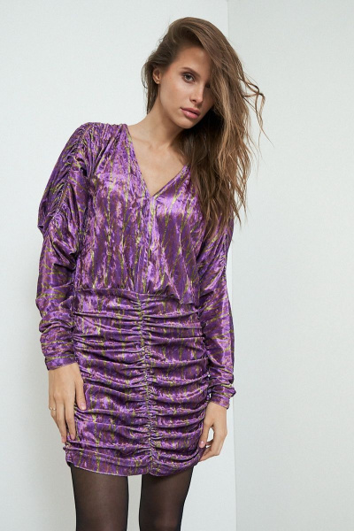 Короткое нарядное платье с принтом и V-образной горловиной Art Ribbon M3794P - фото 1