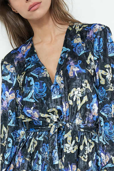 Короткое праздничное платье с принтом, V-образная горловина Art Ribbon M3792P - фото 2