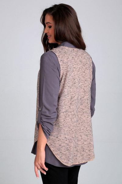 Безрукавка из текстиля с элегантной посадкой и подарочной брошью Таир-Гранд 62300 беж - фото 4