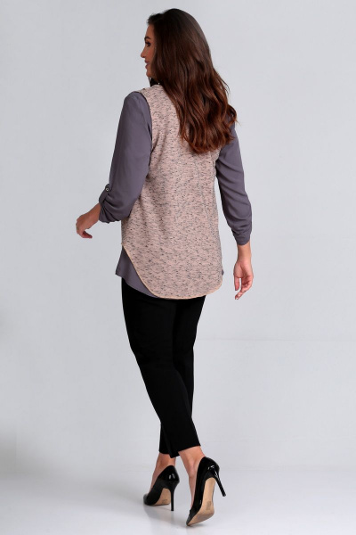 Безрукавка из текстиля с элегантной посадкой и подарочной брошью Таир-Гранд 62300 беж - фото 2