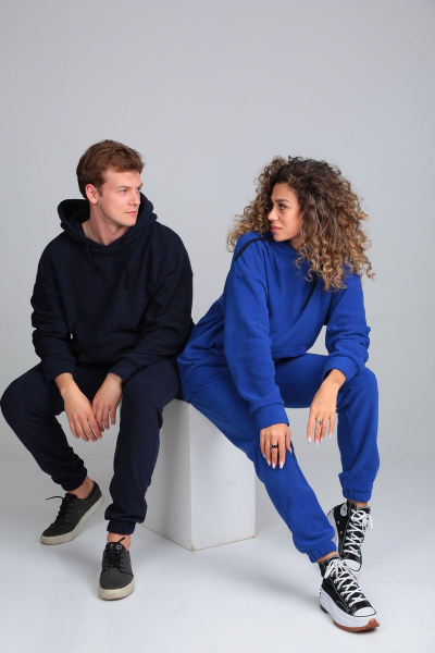 Теплый флисовый костюм из трикотажа с карманами HIT 0320 синий - фото 8