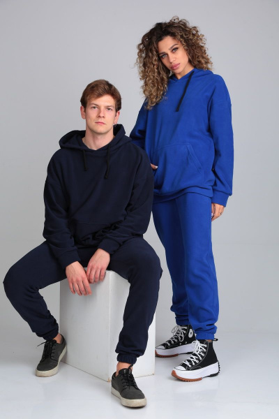 Теплый флисовый костюм из трикотажа с карманами HIT 0320 синий - фото 3