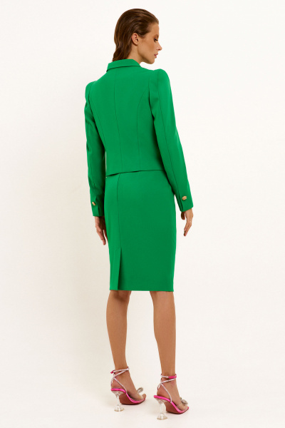 Деловой зеленый жакет и юбка из трикотажного текстиля Панда 135110w зеленый - фото 3
