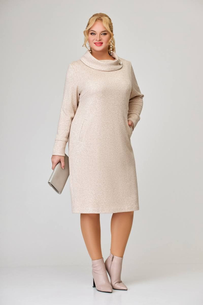 Платье Swallow 642 бежевый_меланж - фото 4