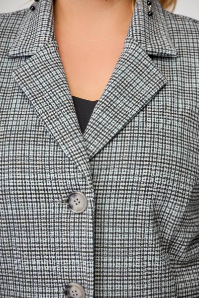 Деловой костюм 2-ка из трикотажа с юбкой и топом Swallow 628 серебряный_иней/черный - фото 8