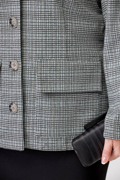 Деловой костюм 2-ка из трикотажа с юбкой и топом Swallow 628 серебряный_иней/черный - фото 9