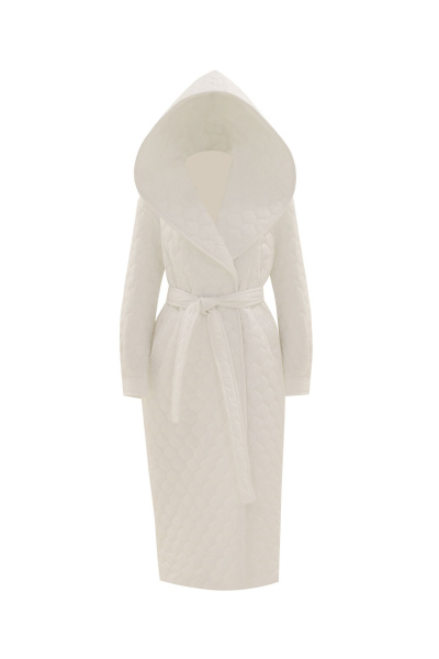 Пальто белое демисезонное на каждый день из плащевой ткани Elema 5-11814-1-164 белый - фото 1