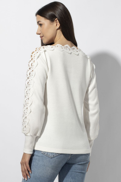 Блуза полуприлегающая с втачным рукавом из кружева VIZAVI 688 молочный - фото 9