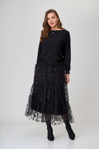 Блуза, юбка T&N 7339 черный - фото 2