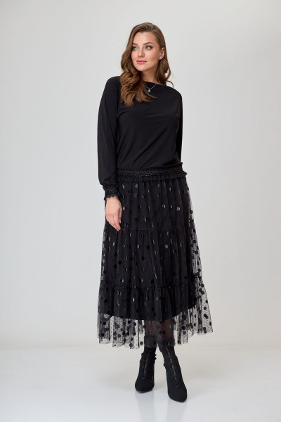 Блуза, юбка T&N 7339 черный - фото 1