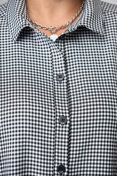 Платье А-силуэта с подрезами и сборками Avenue 0102 мелкая_клетка/черный+белый - фото 4