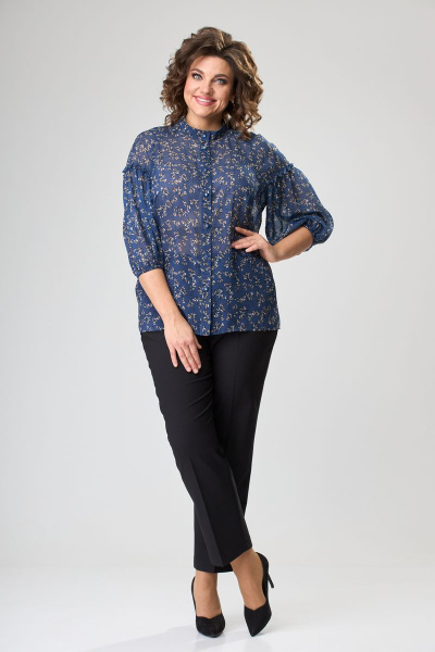 Блуза ANASTASIA MAK 1026 индиго - фото 5