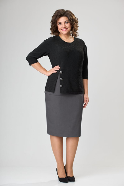 Джемпер, юбка ANASTASIA MAK 527 графит_с_черным - фото 1