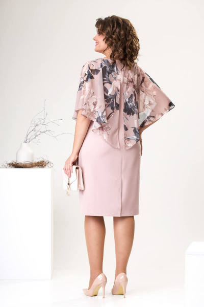 Нарядное платье из шифона с накидкой Romanovich Style 1-2371 пудровый.1 - фото 8