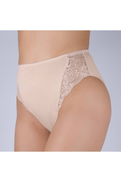 Бежевые трусы из трикотажа с кружевной отделкой Verally 107-5 серебристый пион - фото 3