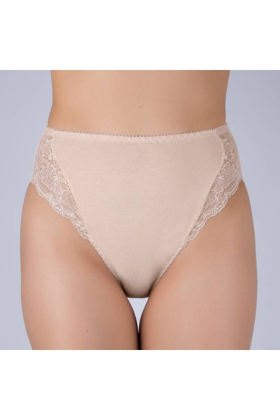 Бежевые трусы из трикотажа с кружевной отделкой Verally 107-5 серебристый пион - фото 1
