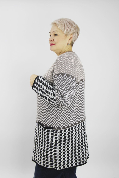 Жакет вязаный демисезонный с карманами и застежкой на пуговицы Полесье С2636-21 1С1344-Д43 158,164 бархан - фото 2