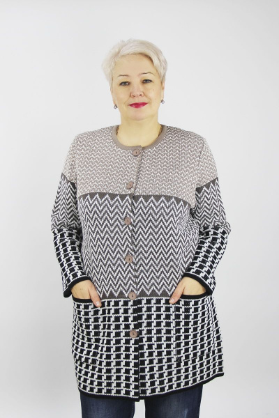 Демисезонный жакет из трикотажа с накладными карманами Полесье С2636-21 1С1344-Д43 170,176 бархан - фото 1