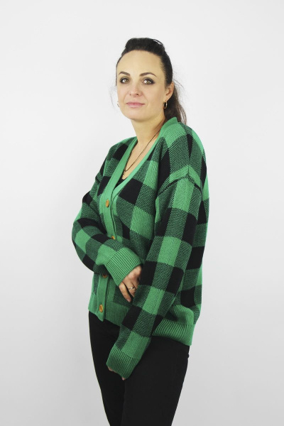 Жакет вязаный прямой силуэт демисезонный с рукавами рубашечного типа Полесье С2692-22 2С5169-Д43 158,164 бильярд - фото 1