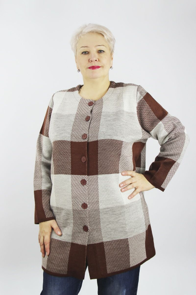 Жакет вязаный прямой силуэт демисезонный на пуговицах Полесье С2694-22 2С5170-Д43 158,164 грильяж - фото 1