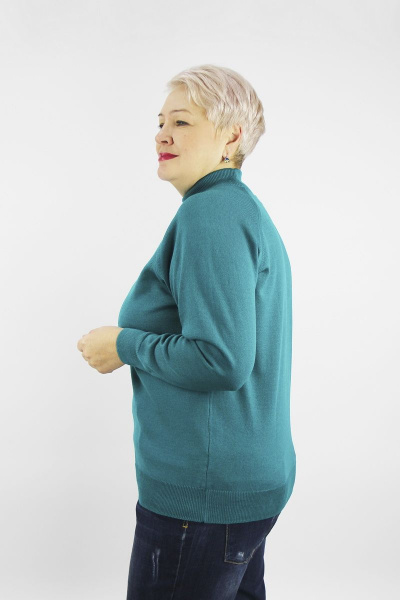 Демисезонный вязаный свитер прямого силуэта с воротником-стойкой Полесье С3316-15 5С1754-Д43 158,164 лагуна - фото 3