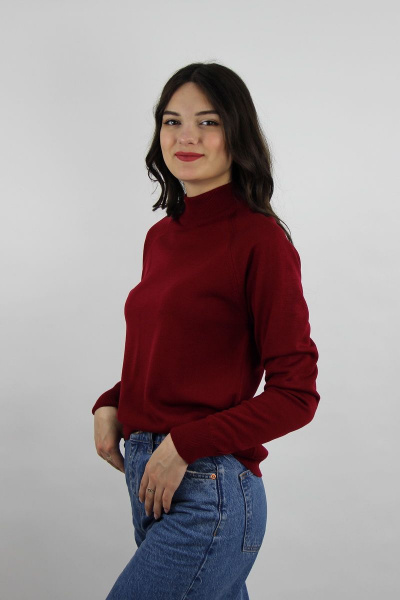 Вязаный демисезонный свободный свитер с воротником-стойка Полесье С3316-15 5С1754-Д43 170,176 св.вишня - фото 1