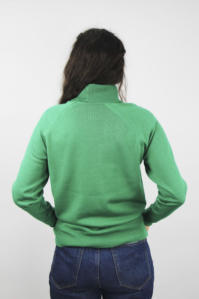 Зеленый трикотажный свитер с высоким воротником-стойка Полесье С3433-17 7С1582-Д43 158,164 бильярд - фото 4