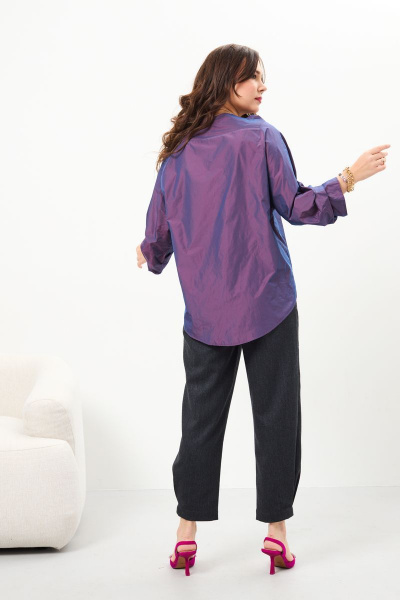 Демисезонная фиолетовая блуза с эффектом хамелеон и запахом Anastasia 959 фиолетовый - фото 6