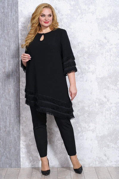 Нарядная черная туника из текстиля для особых случаев Медея и К 2140 - фото 5
