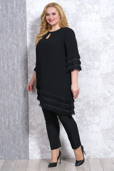 Нарядная черная туника из текстиля для особых случаев Медея и К 2140 - фото 4