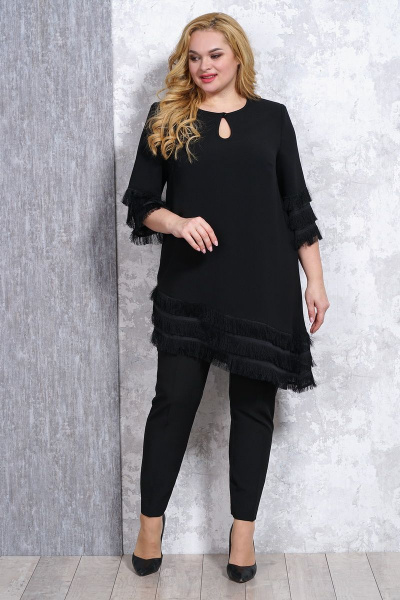 Нарядная черная туника из текстиля для особых случаев Медея и К 2140 - фото 2