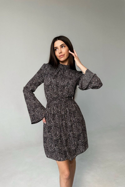 Платье шифоновое на удлиненной подкладке нарядное THE.WOMAN 0013 принт - фото 1