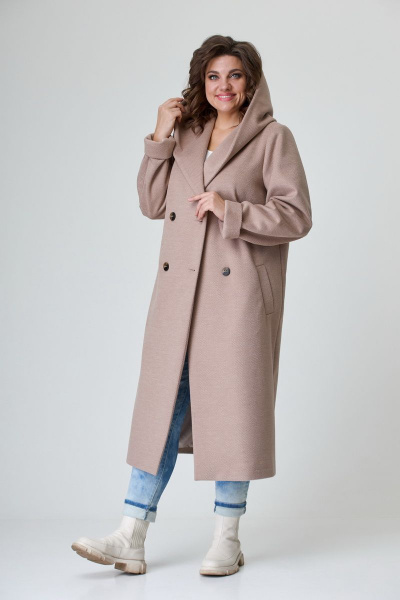 Пальто БелЭльСтиль 838-1_92_22 бежевая елочка - фото 4