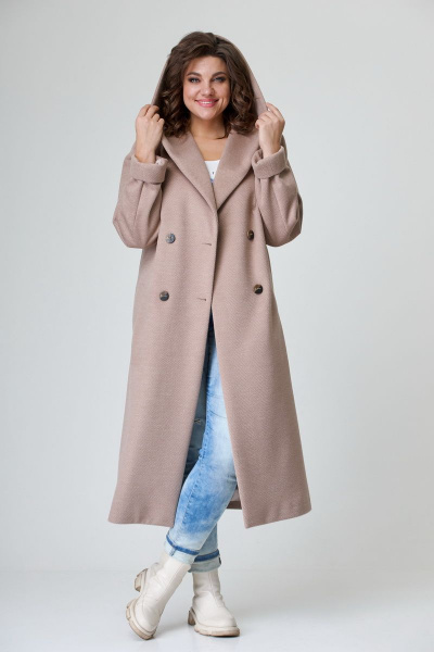 Пальто БелЭльСтиль 838-1_92_22 бежевая елочка - фото 3