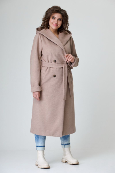 Пальто БелЭльСтиль 838-1_92_22 бежевая елочка - фото 2