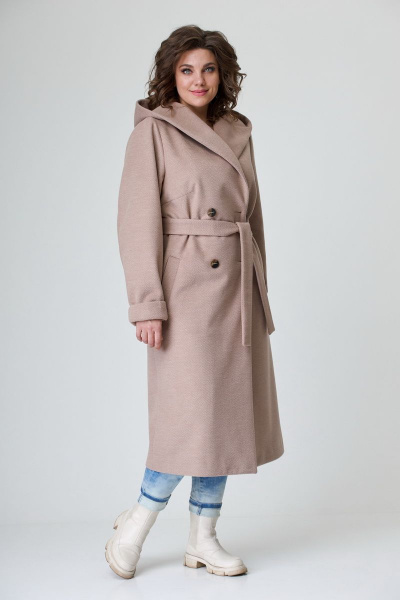 Пальто БелЭльСтиль 838-1_92_22 бежевая елочка - фото 1