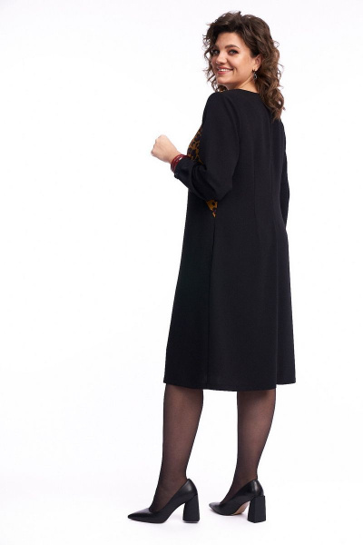 Красное и черное трикотажное платье с разрезами и вставками Almirastyle 237 - фото 7