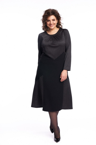 Платье демисезонное женское расклешённое из двух тканей Almirastyle 242 - фото 4