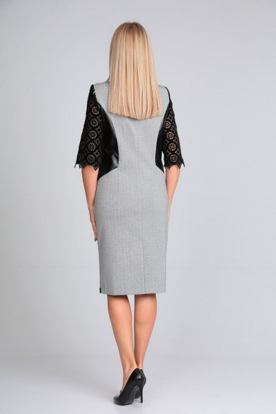 Деловое платье из трикотажа с эко-кожей и кружевом Gamma Gracia 206 - фото 5