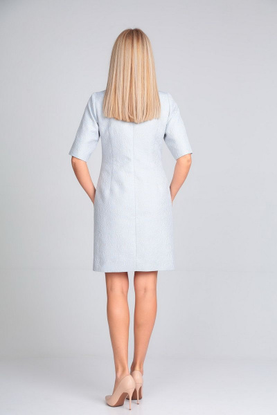 Платье демисезонное с жемчужными бусинами и каплеподобным вырезом Gamma Gracia 212 голубой - фото 5