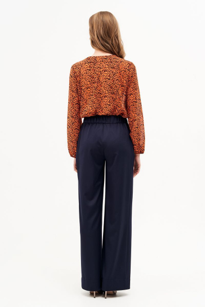 Блуза-боди из шифона с принтом, запах, сборки, складки Condra 16204 терракотовый - фото 12