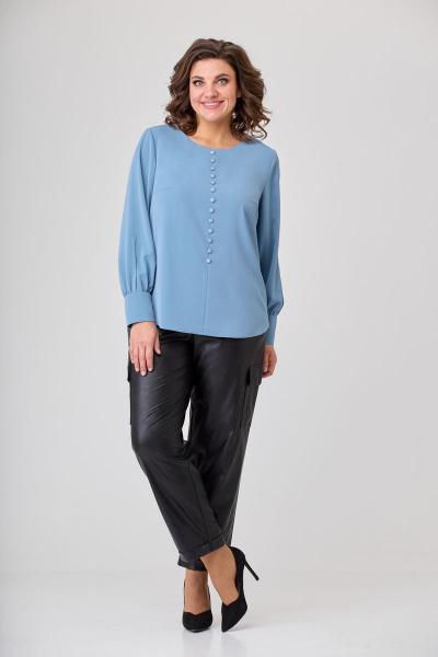 Блуза полуприлегающая с длинным рукавом и декоративными пуговицами Орхидея 1220 - фото 2