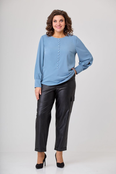 Блуза полуприлегающая с длинным рукавом и декоративными пуговицами Орхидея 1220 - фото 1